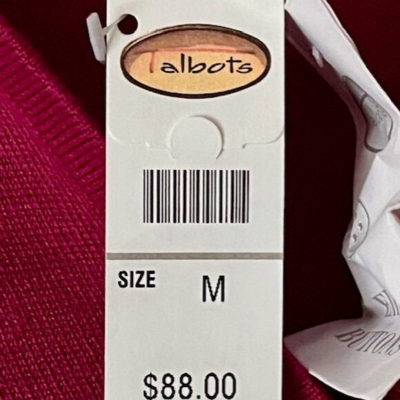 Talbots Silk Blend Notched Neckline Cardigan - Magenta - M - Picture 8 of 9